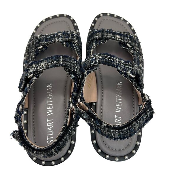 Stuart Weitzman Zoe Lift Embellished Tweed Platform Sandals Size 8B - Picture 5 of 9